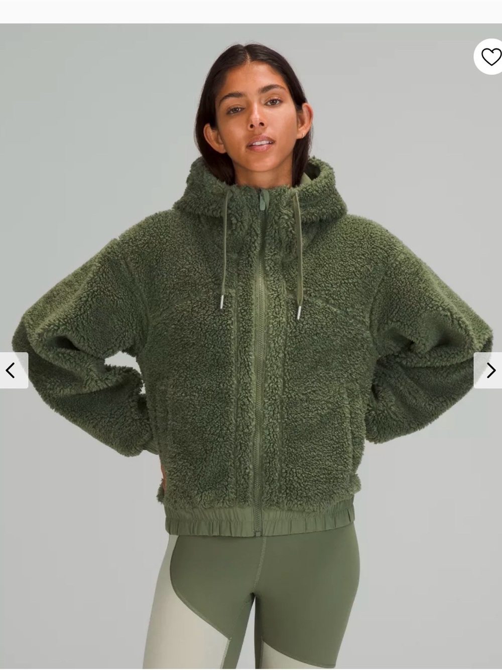 lululemon Reversible Olive Green Sherpa Fleece Jacket- 12